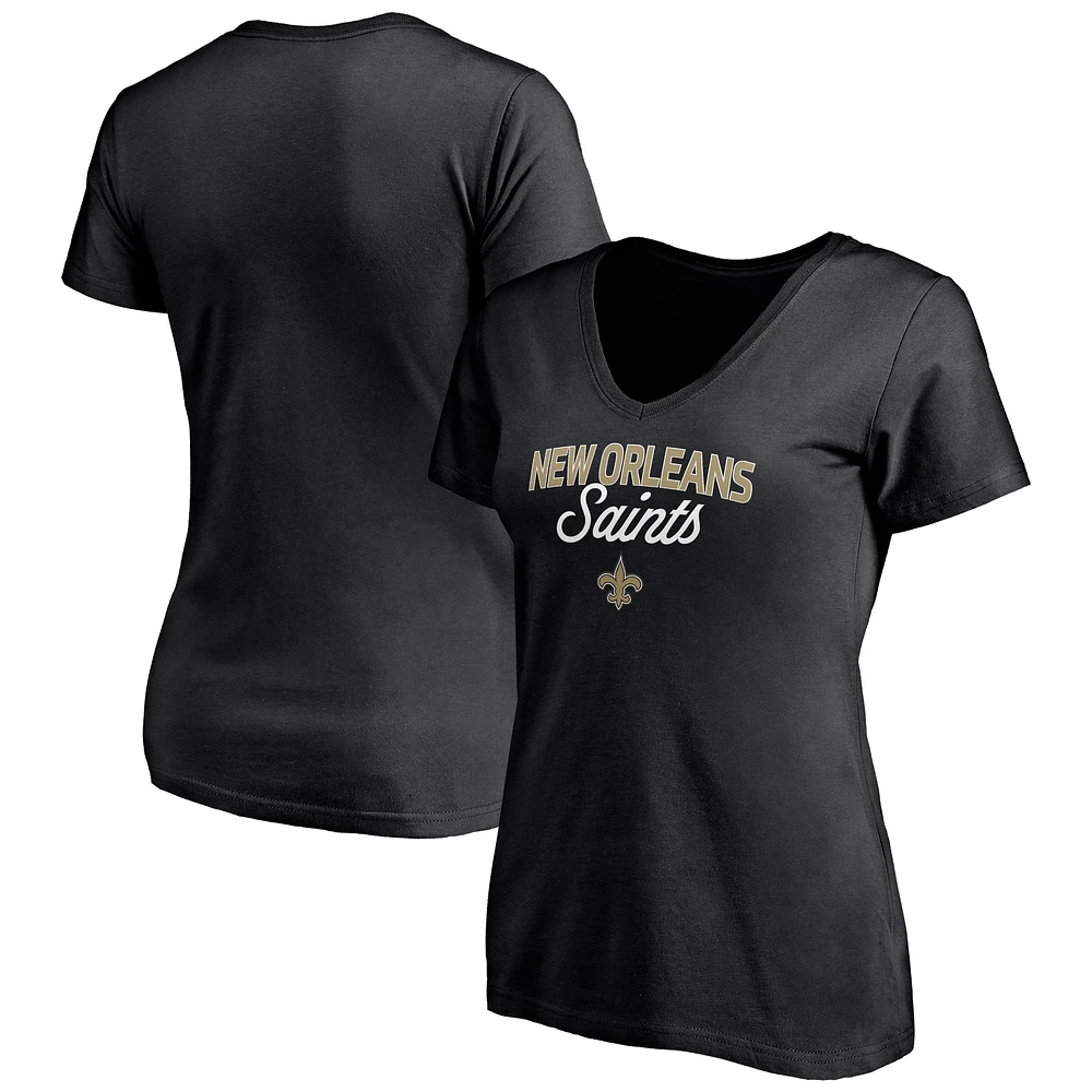 Women's Black New Orleans Saints Depth Chart V-Neck T-Shirt