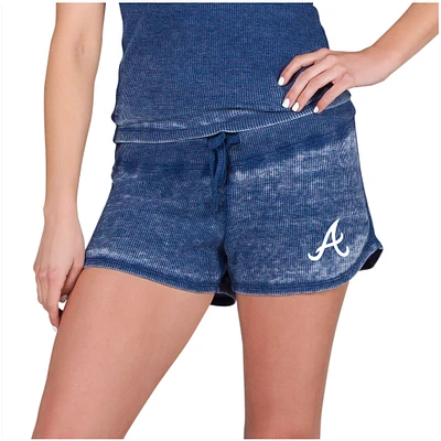 Women's Concepts Sport Navy Atlanta Braves Resurgence Waffle Knit Shorts