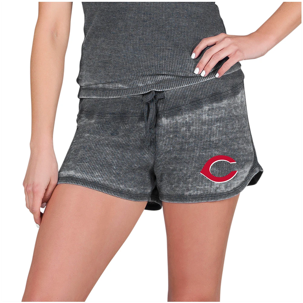 Women's Concepts Sport Charcoal Cincinnati Reds Resurgence Waffle Knit Shorts