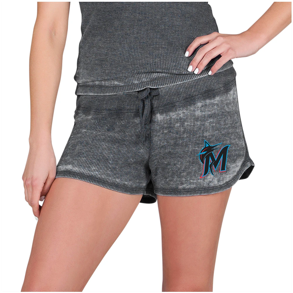Women's Concepts Sport Charcoal Miami Marlins Resurgence Waffle Knit Shorts