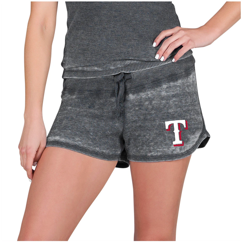 Women's Concepts Sport Charcoal Texas Rangers Resurgence Waffle Knit Shorts