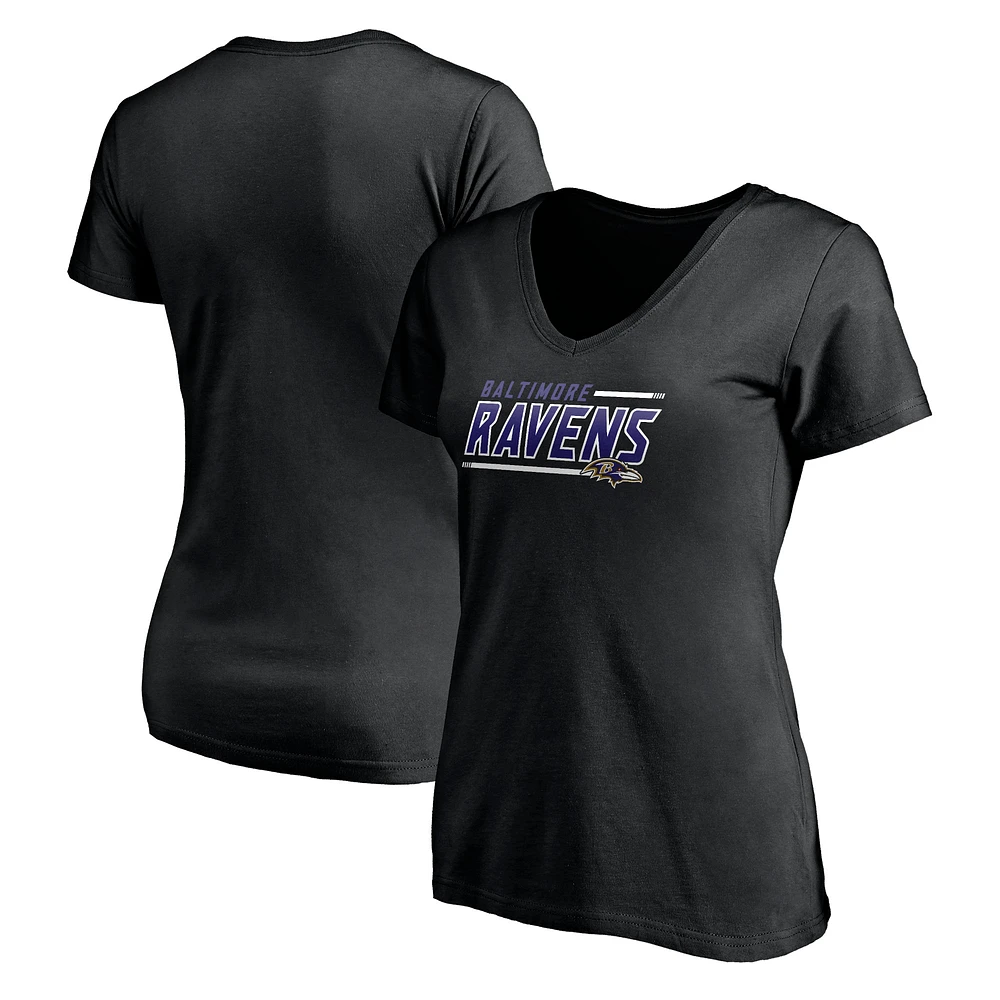 Women's Black Baltimore Ravens Mascot In Bounds V-Neck T-Shirt