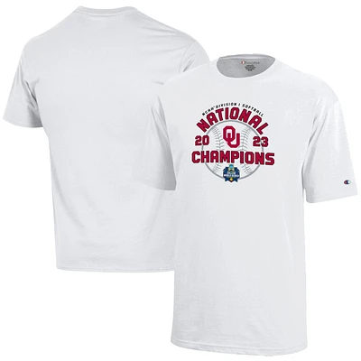 Youth Champion White Oklahoma Sooners 2023 NCAA Softball Women's College World Series Champions Locker Room T-Shirt