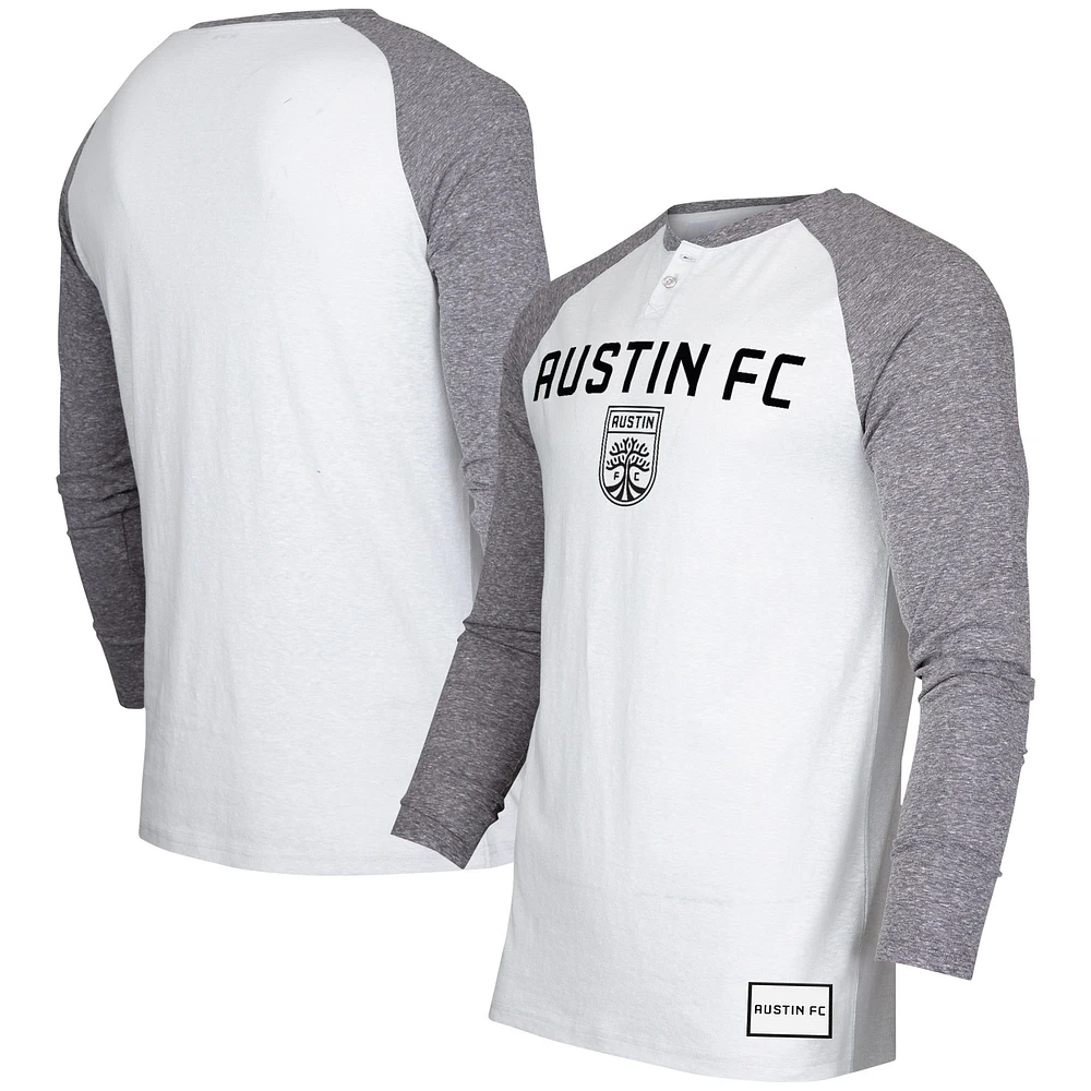 Men's Concepts Sport White/Charcoal Austin FC Concord Henley Raglan Long Sleeve Top