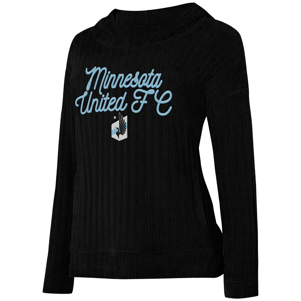 Women's Concepts Sport Black Minnesota United FC Linger Long Sleeve Hooded Top