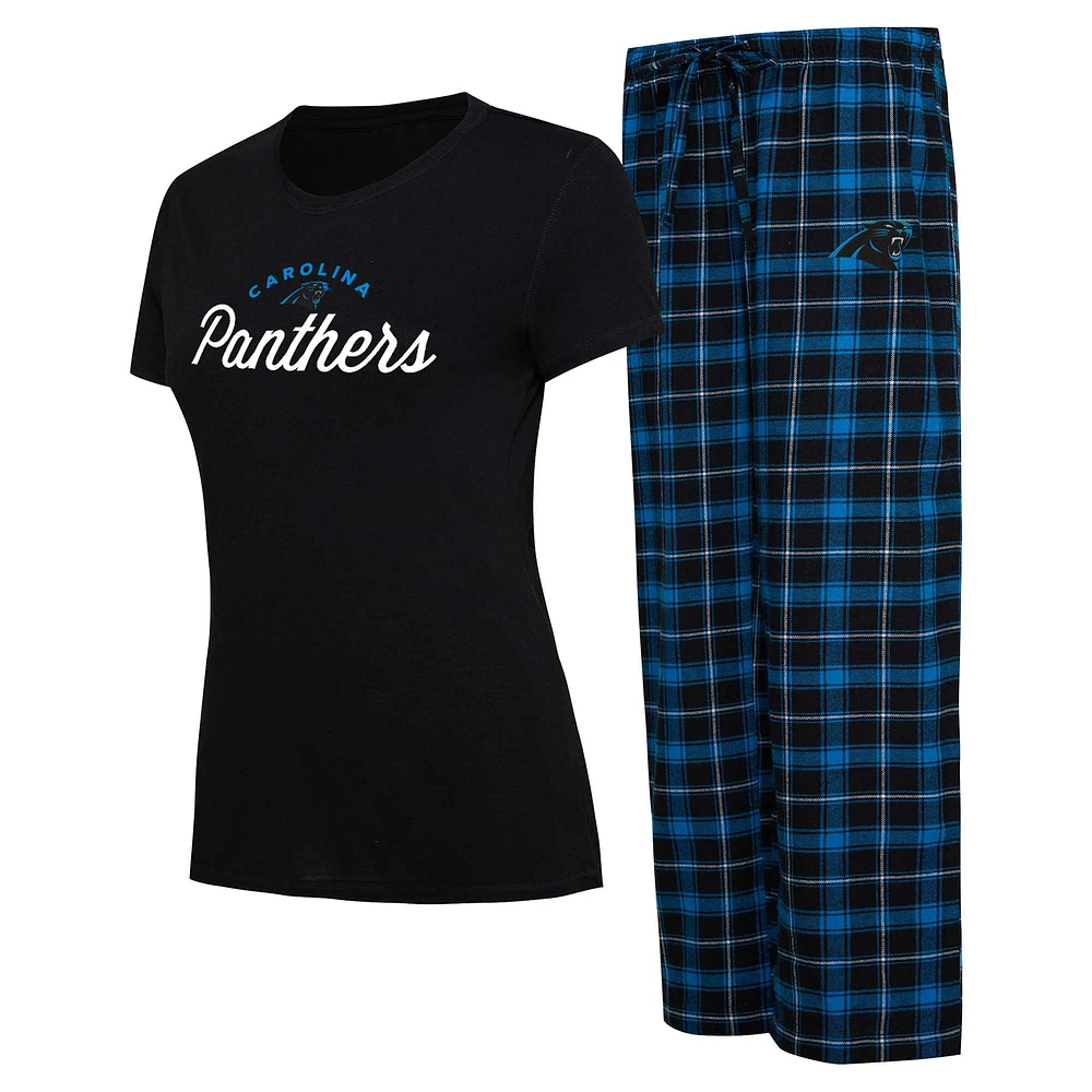 Women's Concepts Sport Black/Blue Carolina Panthers Arctic Top & Flannel Pants Sleep Set