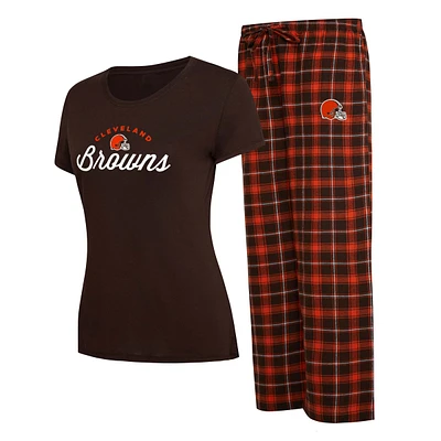 Women's Concepts Sport Brown/Orange Cleveland Browns Arctic Top & Flannel Pants Sleep Set