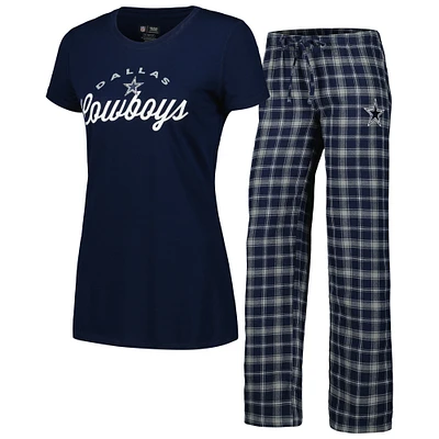 Women's Concepts Sport Navy/ Dallas Cowboys Arctic Top & Flannel Pants Sleep Set