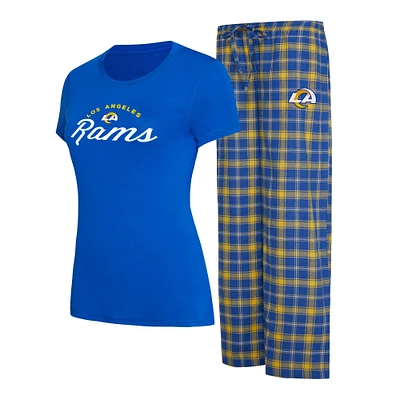 Women's Concepts Sport Royal/Gold Los Angeles Rams Arctic Top & Flannel Pants Sleep Set