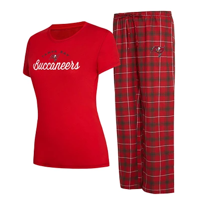 Women's Concepts Sport Red/Pewter Tampa Bay Buccaneers Arctic Top & Flannel Pants Sleep Set