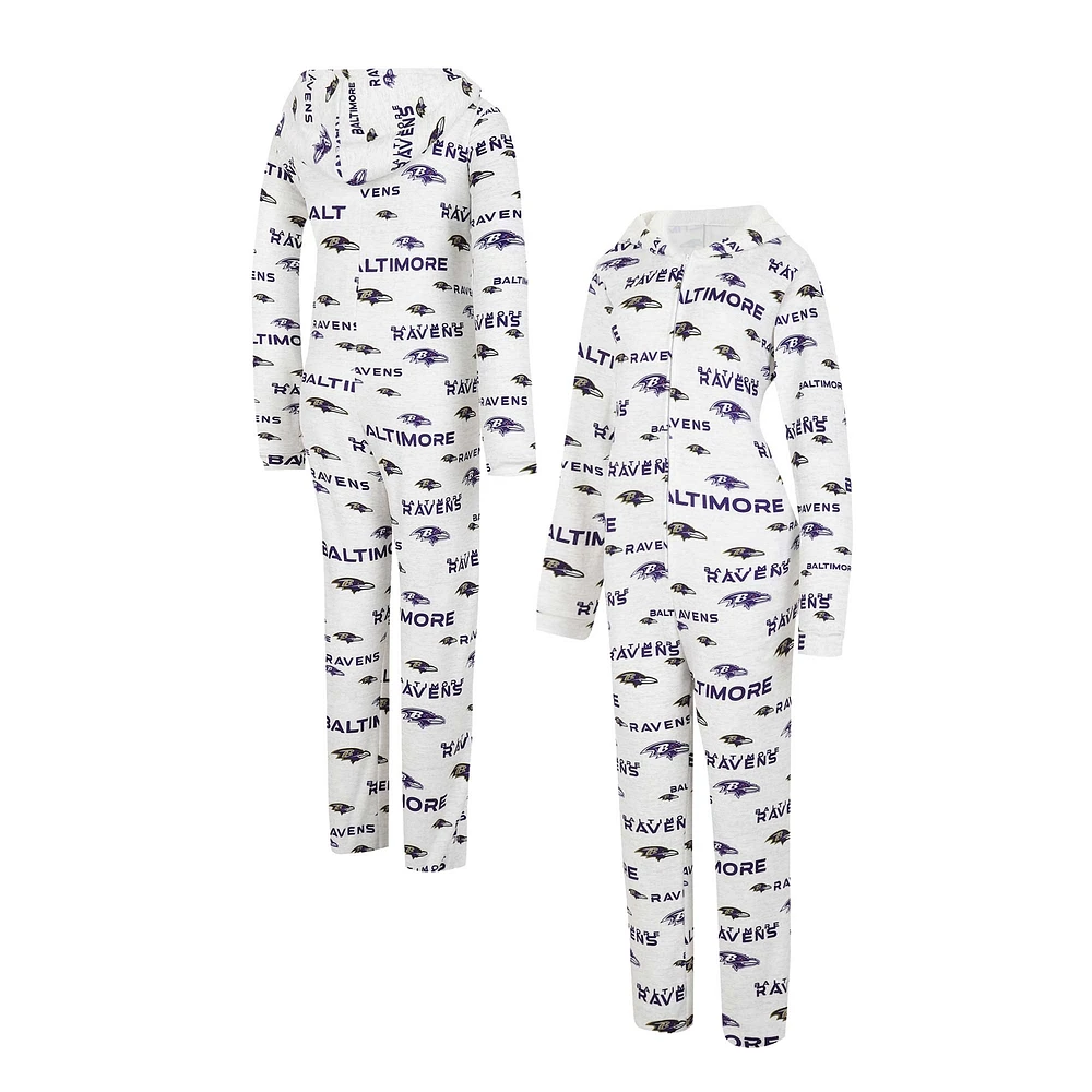 Women's Concepts Sport Cream Baltimore Ravens Docket Hoodie Full-Zip Union Suit