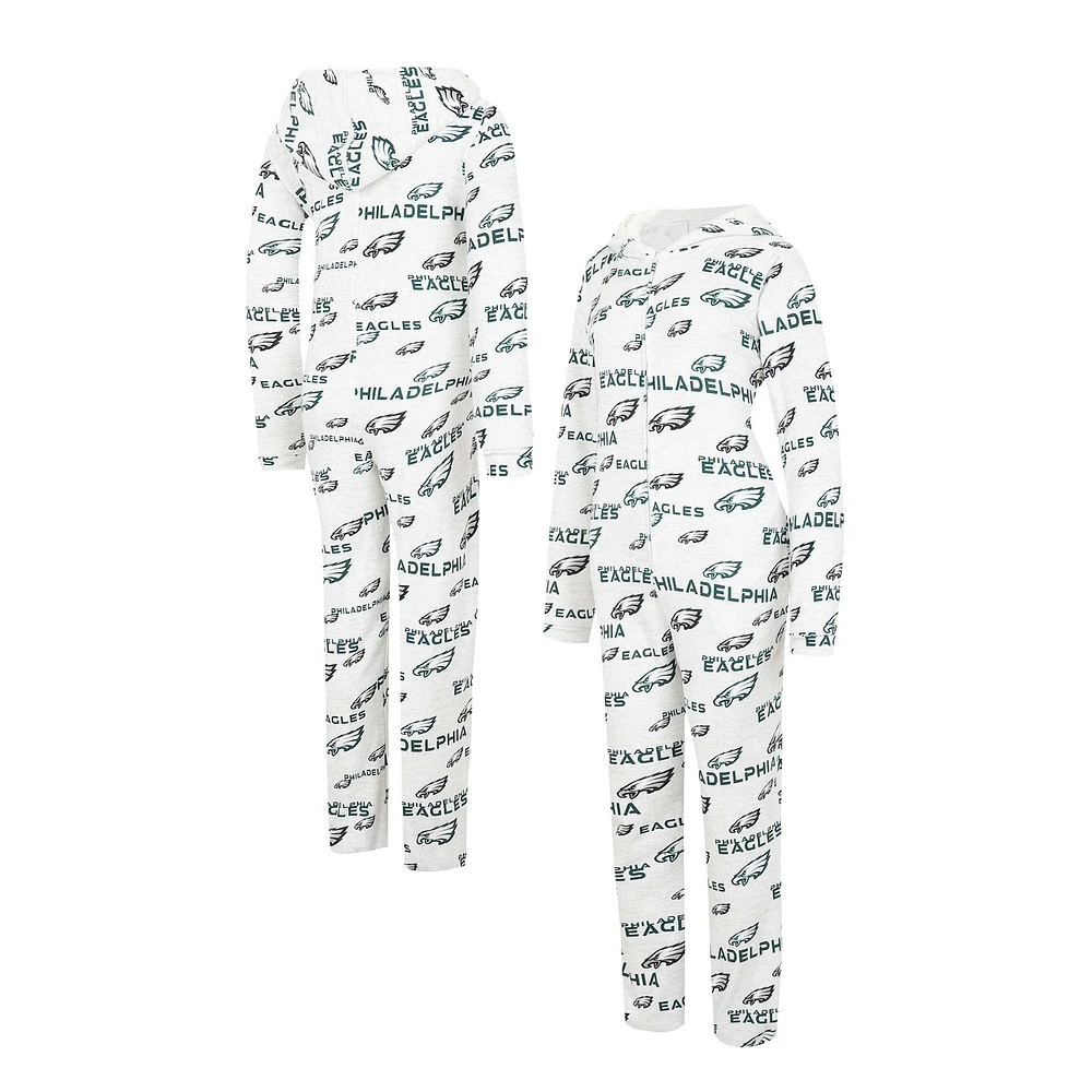 Women's Concepts Sport Cream Philadelphia Eagles Docket Hoodie Full-Zip Union Suit