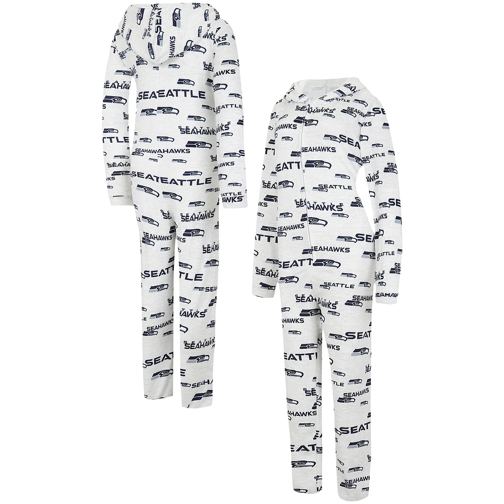 Women's Concepts Sport Cream Seattle Seahawks Docket Hoodie Full-Zip Union Suit