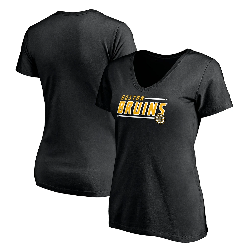 Women's Black Boston Bruins Mascot In Bounds V-Neck T-Shirt