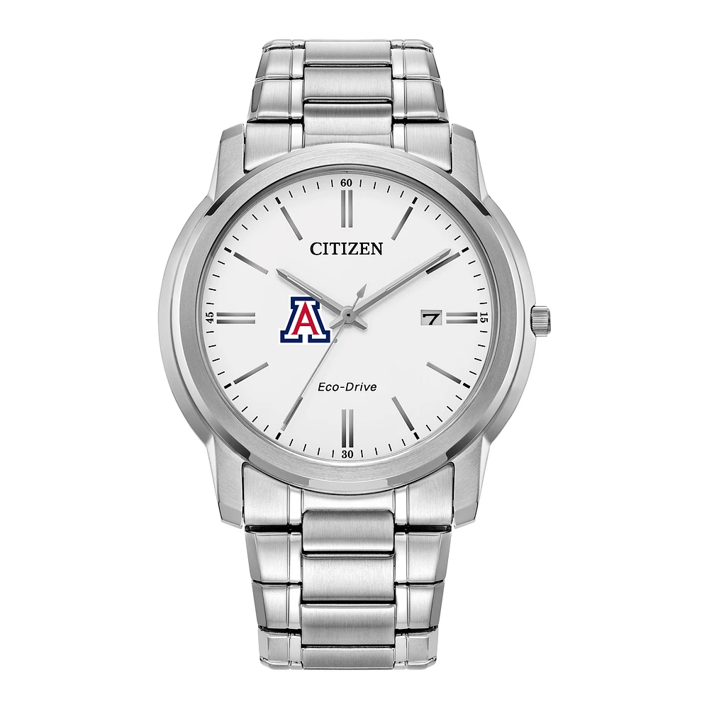 Men's Citizen Watch Silver Arizona Wildcats Eco-Drive Dial Stainless Steel Watch