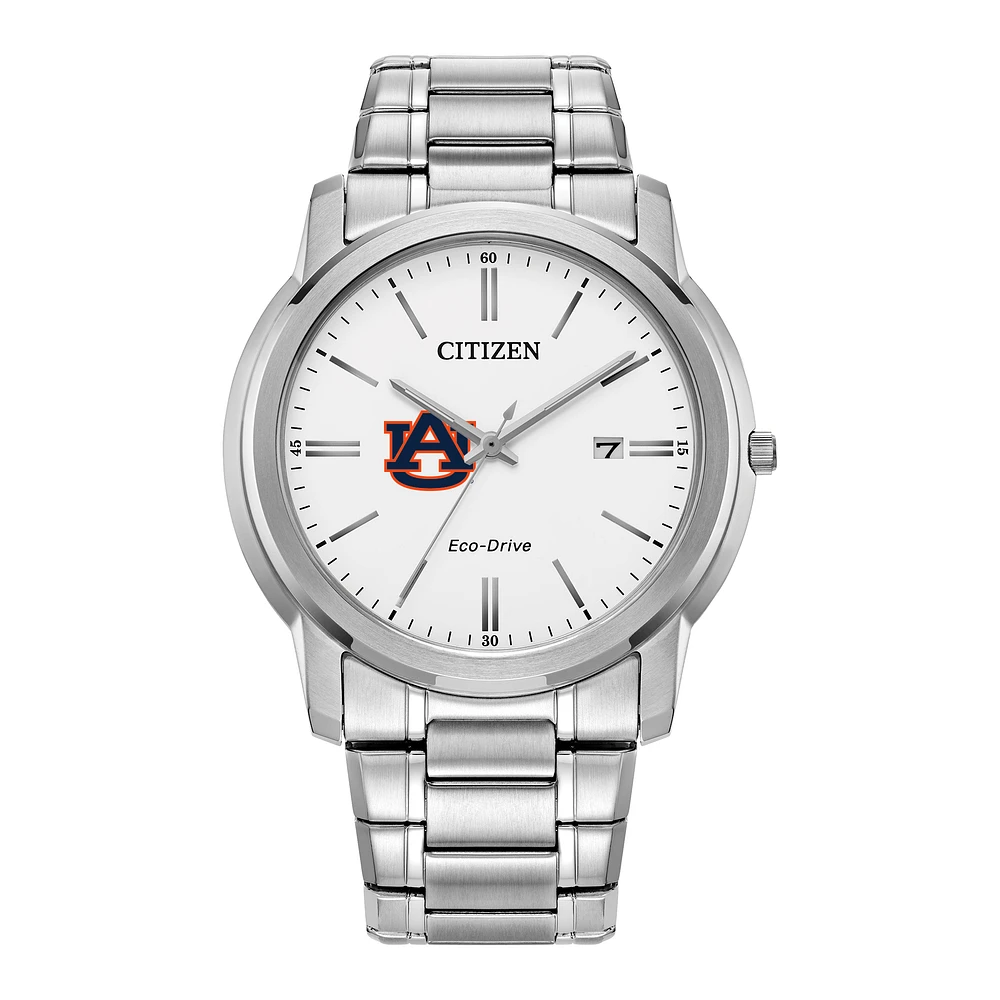 Men's Citizen Watch Silver Auburn Tigers Eco-Drive Dial Stainless Steel Watch