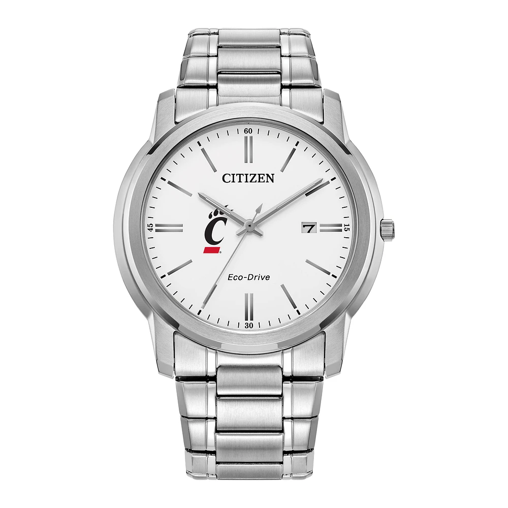 Men's Citizen Watch Silver Cincinnati Bearcats Eco-Drive Dial Stainless Steel Watch