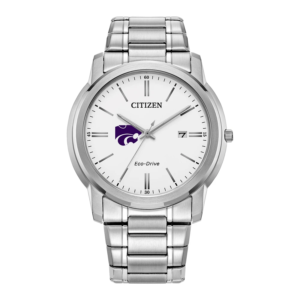 Men's Citizen Watch Silver Kansas State Wildcats Eco-Drive Dial Stainless Steel Watch