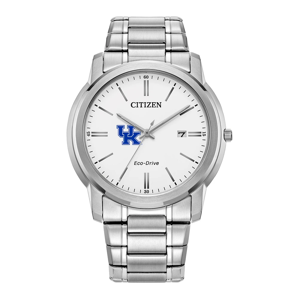 Men's Citizen Watch Silver Kentucky Wildcats Eco-Drive Dial Stainless Steel Watch