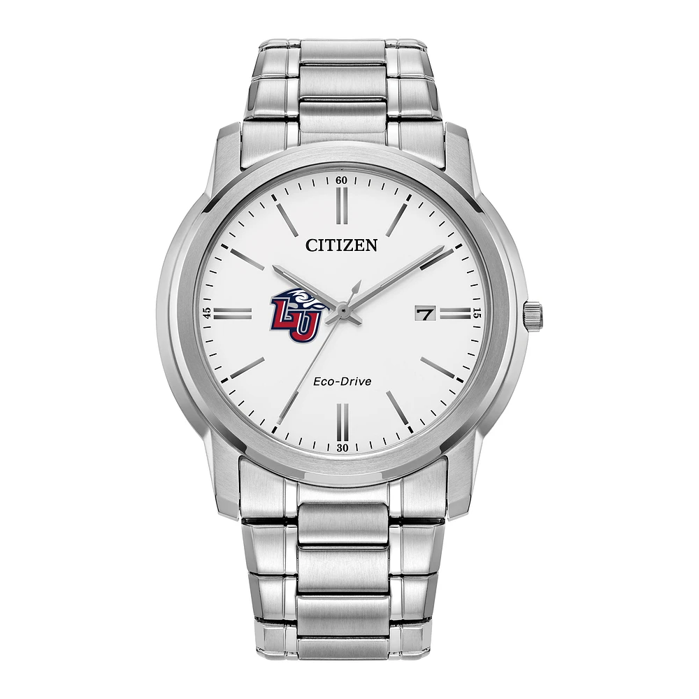 Men's Citizen Watch Silver Liberty Flames Eco-Drive Dial Stainless Steel Watch
