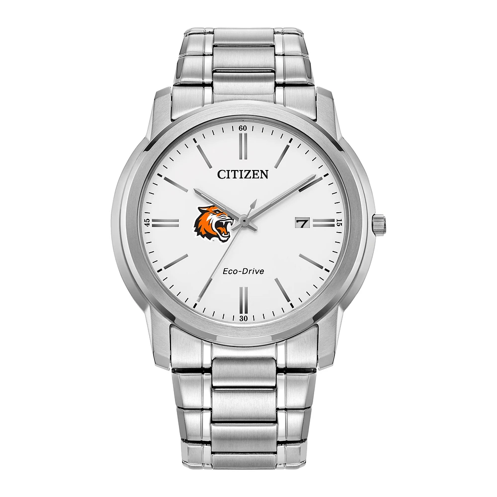 Men's Citizen Watch Silver Rochester Institute of Technology Tigers Eco-Drive Dial Stainless Steel Watch