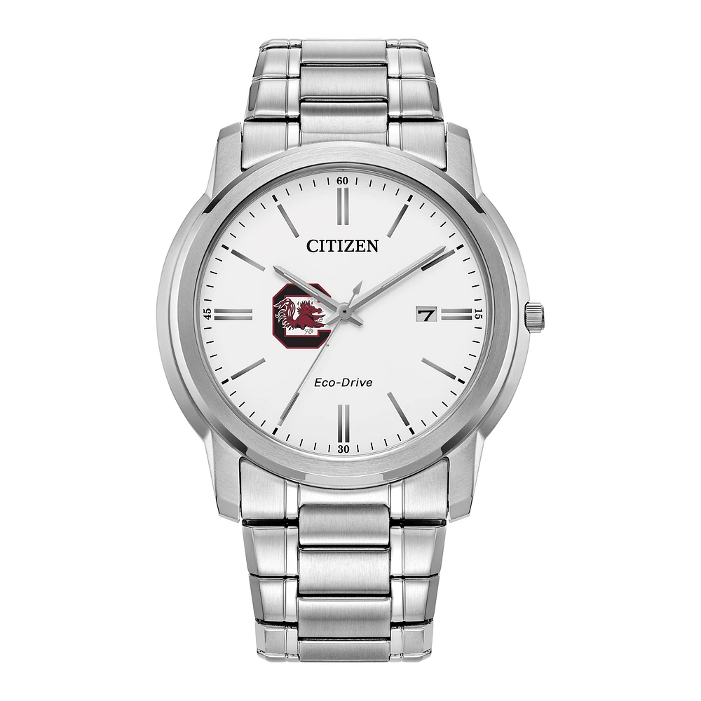 Men's Citizen Watch Silver South Carolina Gamecocks Eco-Drive Dial Stainless Steel Watch