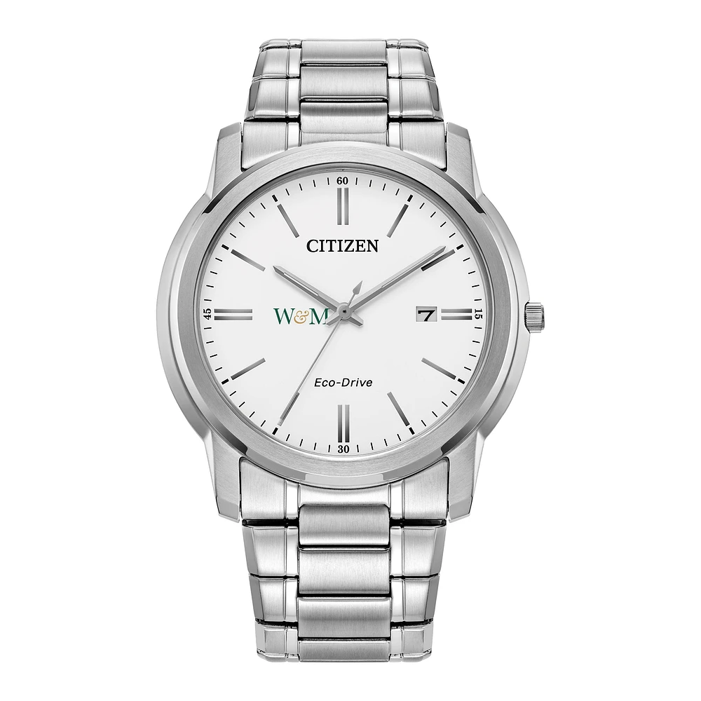 Men's Citizen Watch Silver William & Mary Tribe Eco-Drive Dial Stainless Steel Watch