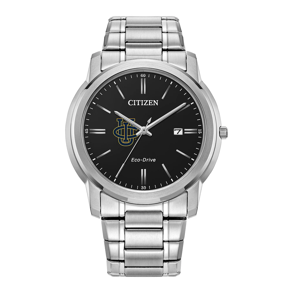 Men's Citizen Watch Silver UC Irvine Anteaters Eco-Drive Black Dial Stainless Steel Watch