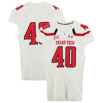 Texas Tech Red Raiders Team-Issued #40 White Jersey from the NCAA Football Season