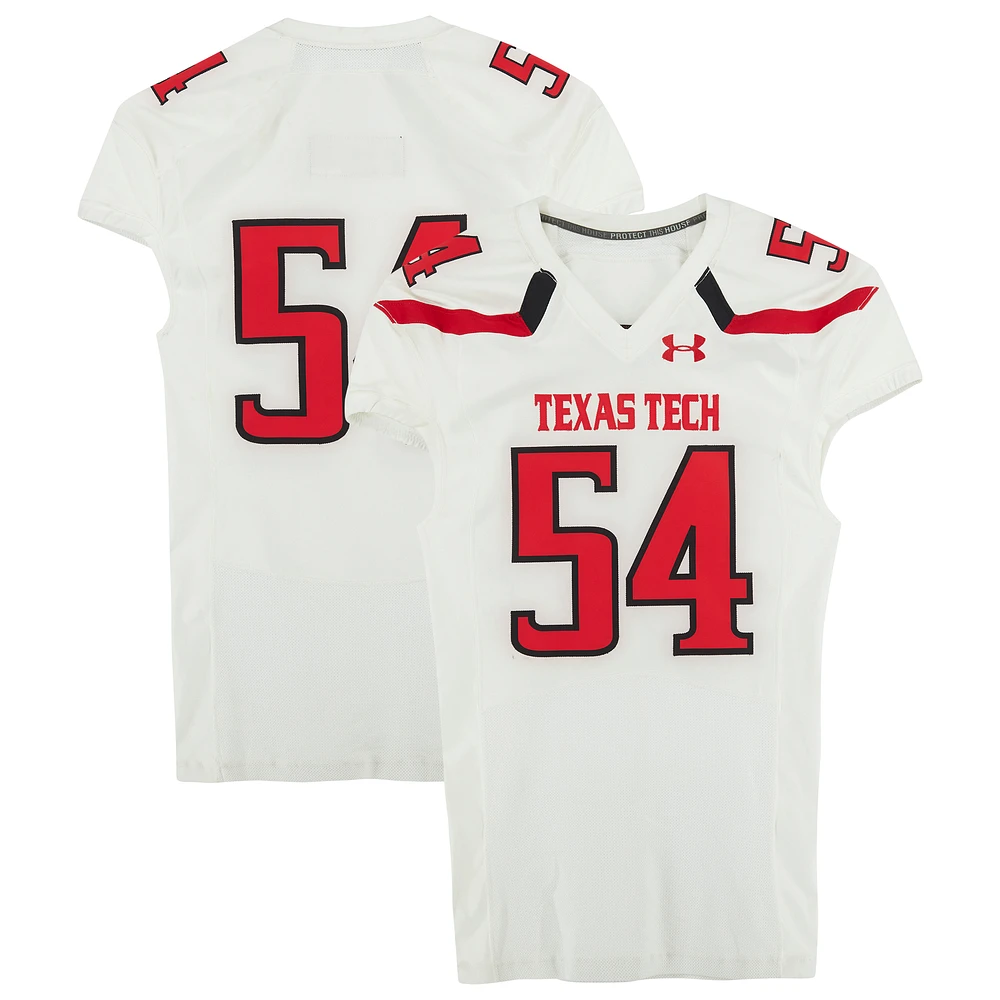 Texas Tech Red Raiders Team-Issued #54 White Jersey from the NCAA Football Season