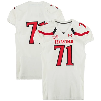Texas Tech Red Raiders Team-Issued #71 White Jersey from the NCAA Football Season