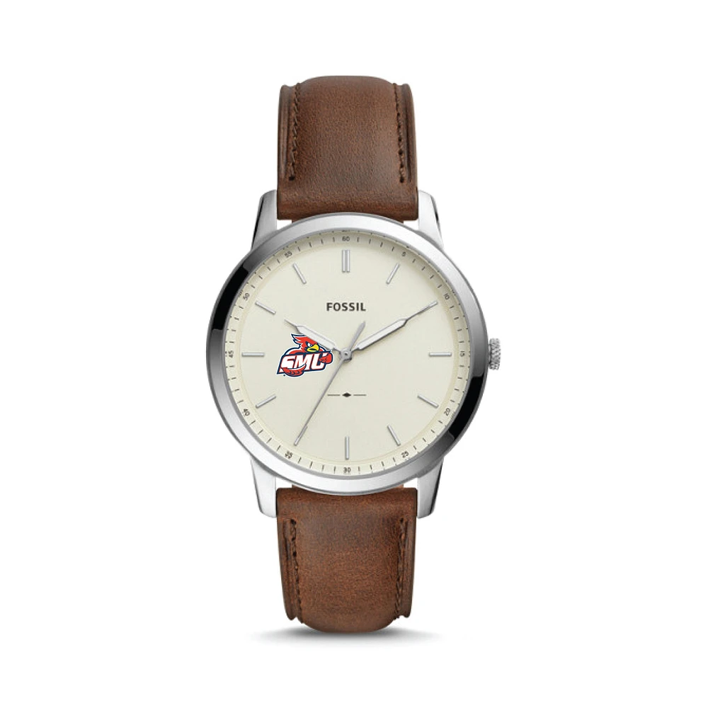 Men's Fossil Silver St. Mary's Cardinals The Minimalist Brown Leather Watch