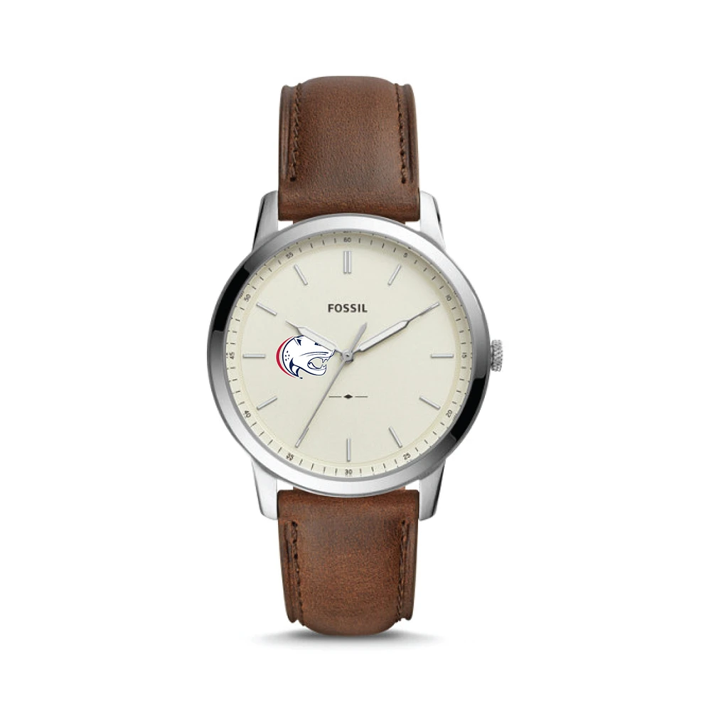 Men's Fossil Silver South Alabama Jaguars The Minimalist Brown Leather Watch