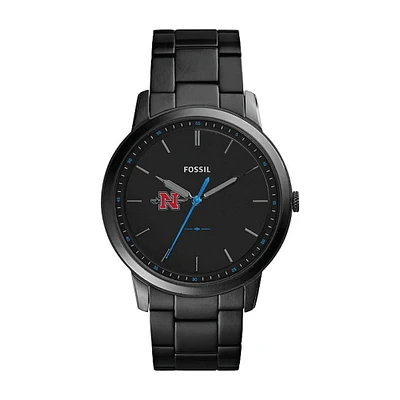 Men's Fossil Black Nicholls State Colonels Minimalist Slim Stainless Steel Watch