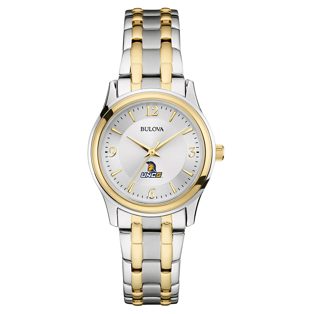 Women's Bulova Silver UNC Greensboro Spartans Two-Tone Stainless Steel Watch
