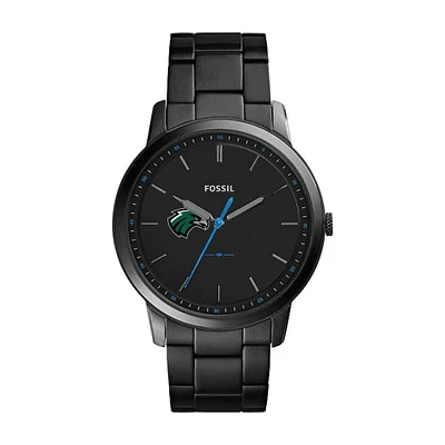 Men's Fossil Black Northeastern State Riverhawks Minimalist Slim Stainless Steel Watch