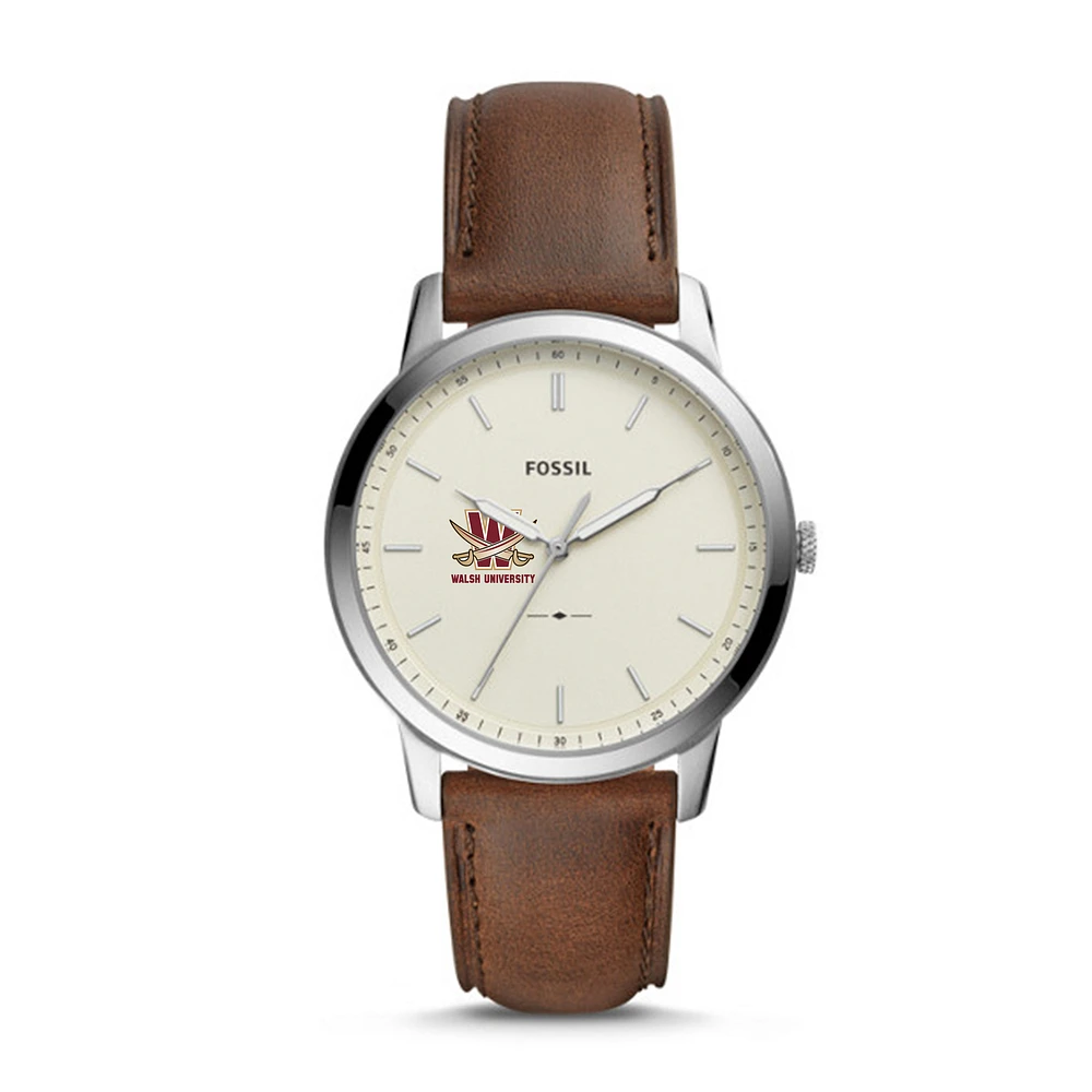 Men's Fossil Silver Walsh Cavaliers The Minimalist Brown Leather Watch