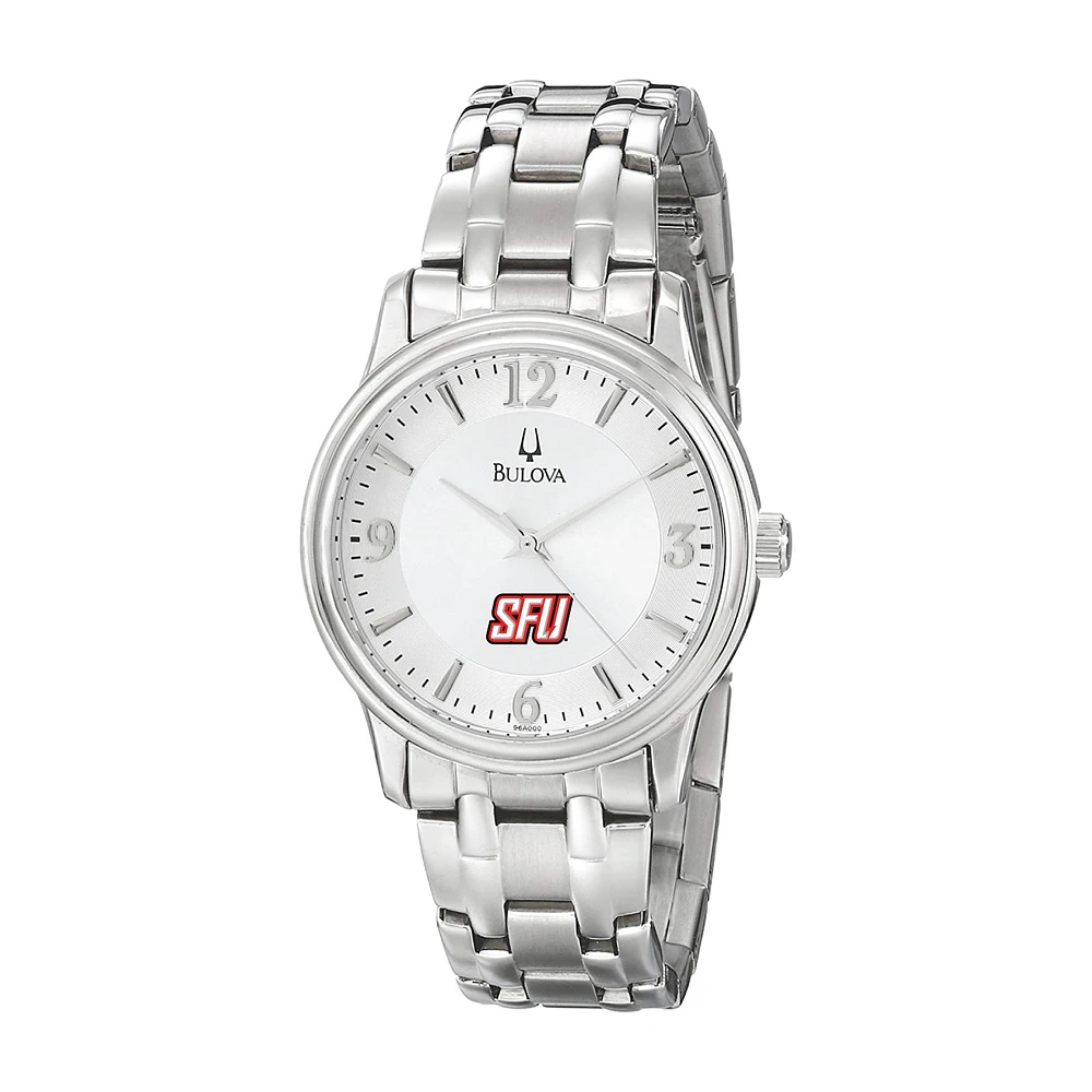 Men's Bulova Silver Saint Francis Red Flash Stainless Steel Quartz Watch