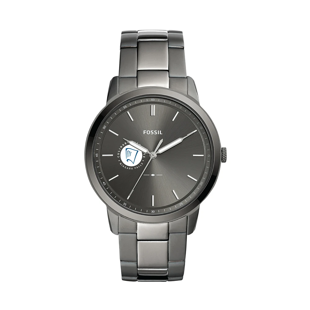 Men's Fossil Gray Niagara Falls Culinary Institute Minimalist Three-Hand Smoke Watch