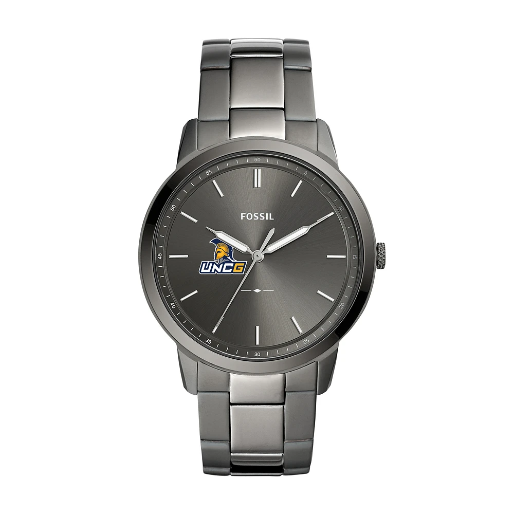 Men's Fossil Gray UNC Greensboro Spartans Minimalist Three-Hand Smoke Watch