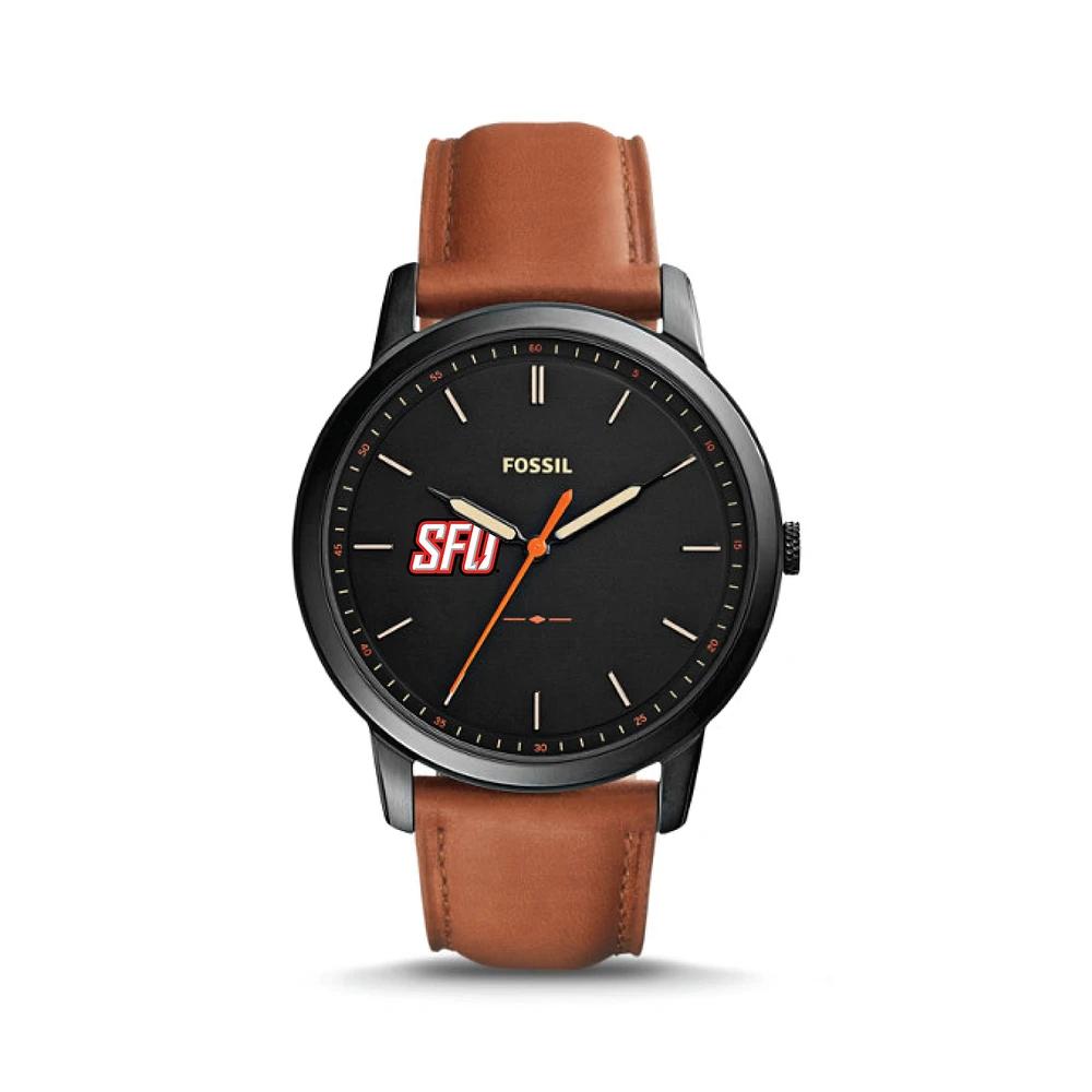 Men's Fossil Black/Brown Saint Francis Red Flash Minimalist Slim Light Brown Leather Watch