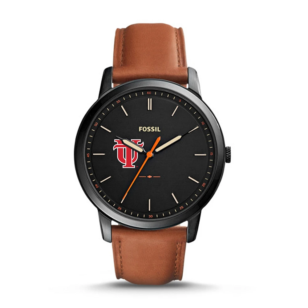 Men's Fossil Black/Brown Tampa Spartans Minimalist Slim Light Brown Leather Watch