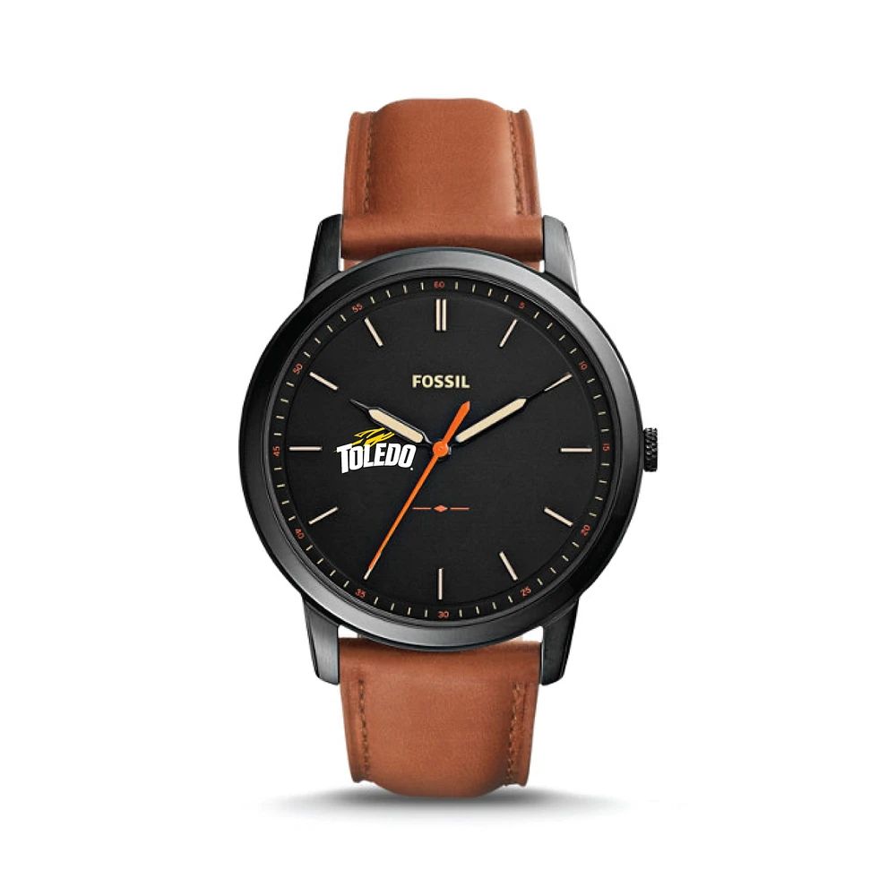 Men's Fossil Black/Brown Toledo Rockets Minimalist Slim Light Brown Leather Watch