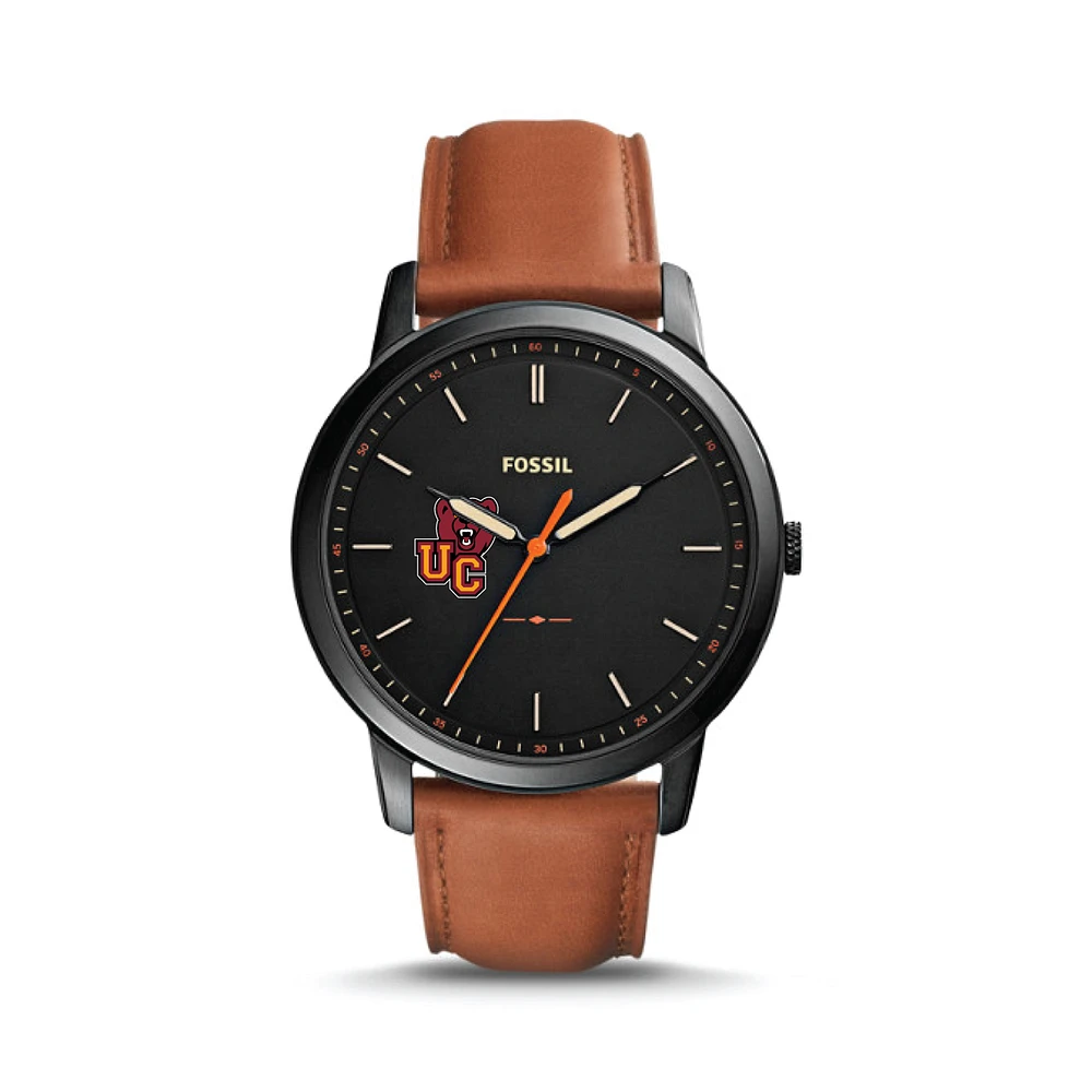 Men's Fossil Black/Brown Ursinus Bears Minimalist Slim Light Brown Leather Watch