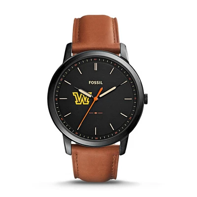 Men's Fossil Black/Brown Wilkes Colonels Minimalist Slim Light Brown Leather Watch