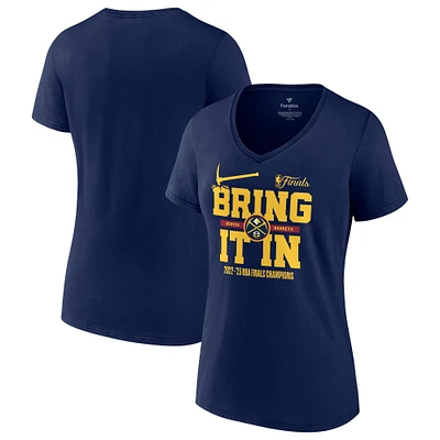 Women's Fanatics Navy Denver Nuggets 2023 NBA Finals Champions Half Court Hometown Originals Plus V-Neck T-Shirt
