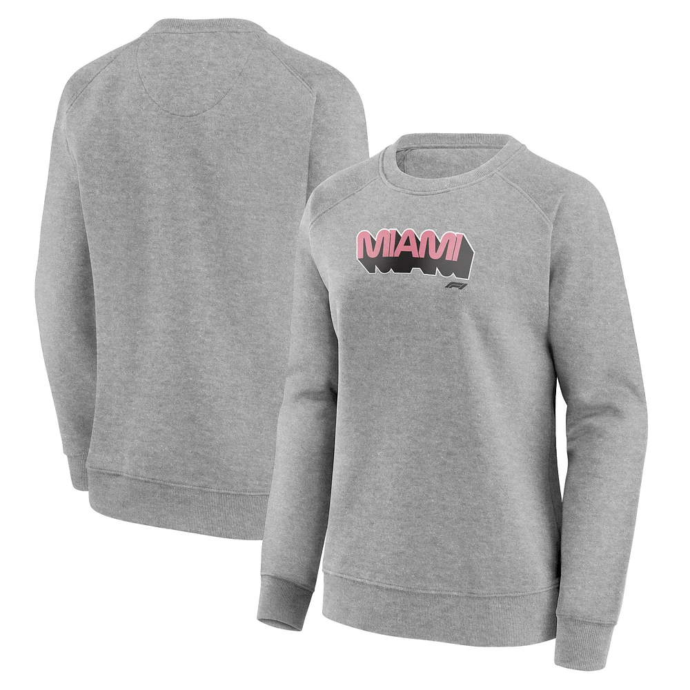 Women's Gray Formula 1 Miami Grand Prix Fleece Pullover Sweatshirt
