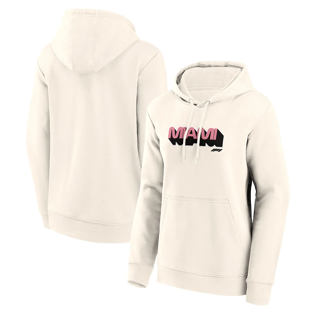 Women's White Formula 1 Miami Grand Prix Fleece Pullover Hoodie