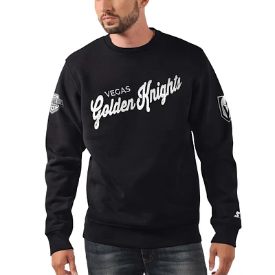 Men's Starter x NHL Black Ice Black Vegas Golden Knights Cross Check Pullover Sweatshirt
