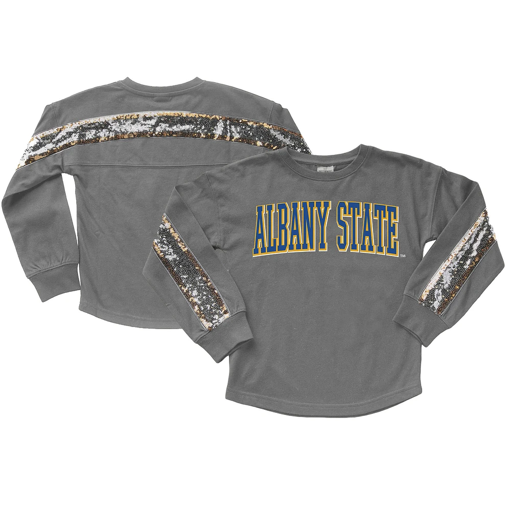 Girls Youth Gameday Couture Gray Albany State Golden Rams Guess Who's Back Long Sleeve T-Shirt